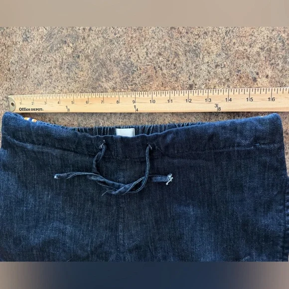 Maeve Anthropologie Wide Leg Pants Size Medium Dark Wash Pull On Striped - Picture 13 of 14